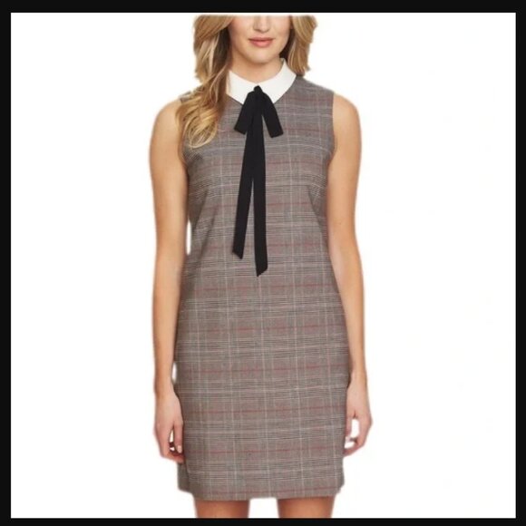 Size‎ 8 Vintage Brown Plaid CC Sleeveless Dress Twee 2010's Coquette Academia - Picture 1 of 6